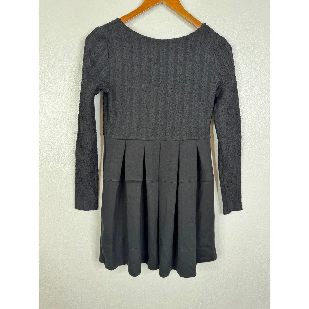 Free People Black Mixed Media Long Sleeve Mini Dress OB1847836 XS